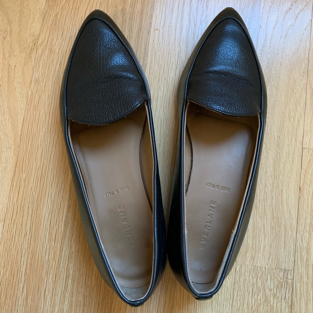 Everlane The Modern Point Sz 8 Black Italian Leather Women's Loafers Flat Shoes